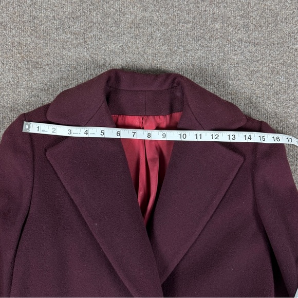 Vintage Burgundy Red Wool Long Double Breasted Tailored Overcoat Women’s 6 USA - Picture 14 of 16